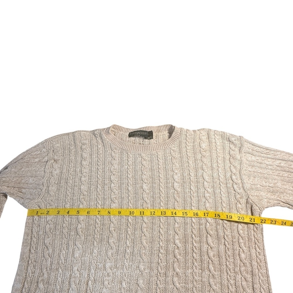 Bushwacker VTG Cable Knit Sweater Oatmeal Cream Size Medium Fisherman Cotton - Picture 6 of 11